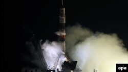 Байқоңыр ғарыш айлағынан "Союз ТМА-12М" зымыранының ұшырылуы. Наурыз, 2014 жыл. (Көрнекі сурет)