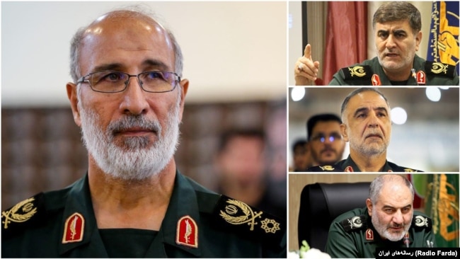 The commander of IRGC’s regional HQ in the West of Iran “Najaf-e Ashraf”, Mohammad Nazar Azimi and his provincial depuies Bahman Reyhani (Kermanshah), Mazahar Majidi (Hamedan), and Jamal Shakarami (Ilam).