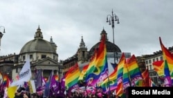 Демонстрацмя ЛГБТ-активистов в Риме (5 марта 2016 года)