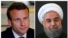 FILE PHOTO: A combination of file photos showing French President Emmanuel Macron and Iran President Hassan Rouhani .