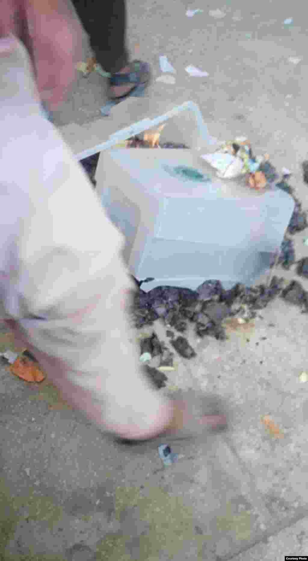 K.Pashtunkhwa: Ballot paper and ballot box burned out in Noshera. 1MAY2015