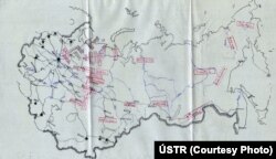 Карта лагерей ГУЛАГа, где находились в заключении граждане Чехословакии во время Второй мировой войны