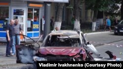 Машина, в которой при взрыве в Киеве 20 июля 2016 года погиб журналист Павел Шеремет.