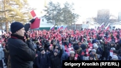 A rally for opposition leader Aleksei Navalny in Novosibirsk on December 24.