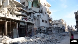 Северо-запад Сирии, разрушения в городе Эль-Баб. 23 февраля 2017 года.