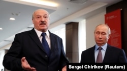 Александр Лукашенко и Владимир Путин после переговоров в Сочи 15 февраля 2019 года.