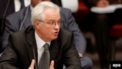 Russian Ambassador to the UN Vitaly Churkin at the UN on August 10