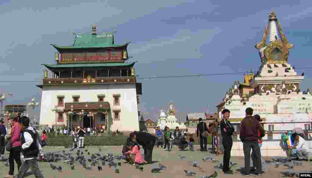 The Gandan Khiid Monastery in Ulan Bator - The monastery was one of the few in Mongolia that was spared complete destruction under the communist regime, although its central Buddhist deity statue was dismantled and shipped to Moscow. The statue was rebuilt in 1996.