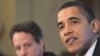 U.S. President Barack Obama (right) with Treasury Secretary Tim Geithner at the daily economic meeting at the White House on March 23.