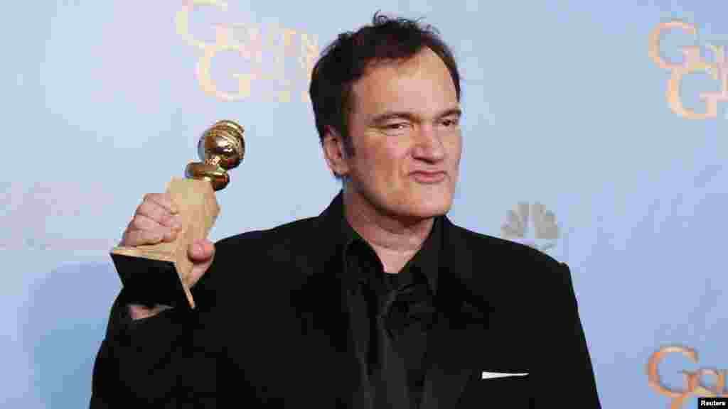 Redatelj Quentin Tarantino dobio je Zlatni Globus za najbolji scenarij, za film "Odbjegli Django", Beverly Hills, 13, januar 2013. Foto: REUTERS / Lucy Nicholson