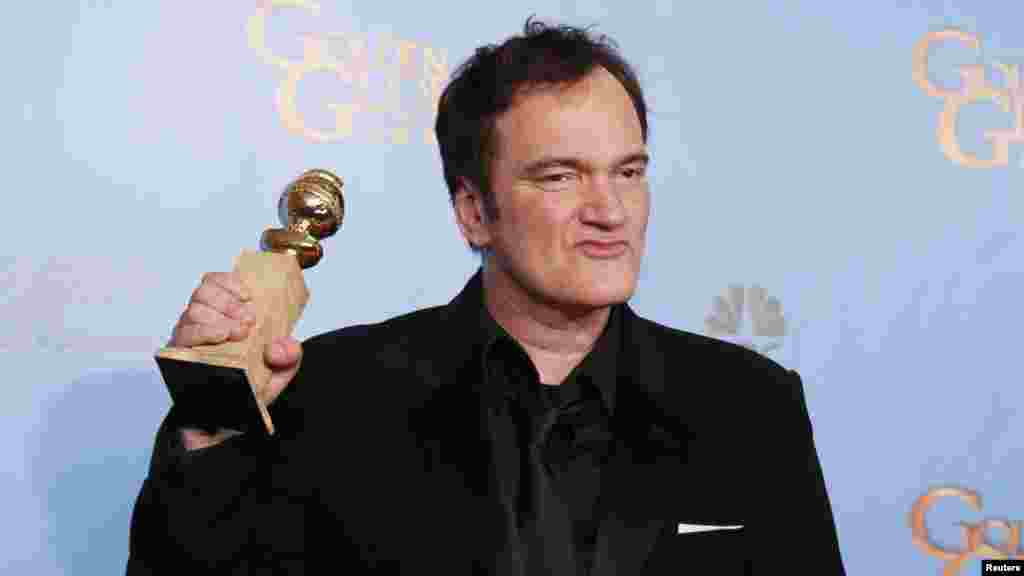 Redatelj Quentin Tarantino dobio je Zlatni Globus za najbolji scenarij, za film "Odbjegli Django", Beverly Hills, 13, januar 2013. Foto: REUTERS / Lucy Nicholson 