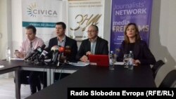 Прес-конференција на претседателот на Здружението на новинарите на Македонија, Насер Селмани и претседателот на Европската федерација на новинари Рикардо Гутиерез во Скопје