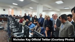 NATO and UK diplomats visited Afghanistan Independent Election Commission National Tally and Data Center on October 6.