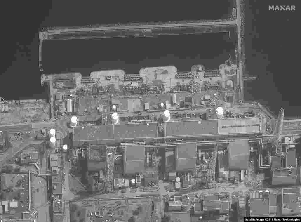 When the tsunami came ashore at the Fukushima Daiichi Nuclear Power Plant, the wave came over the seawall. This caused the cooling systems of three nuclear reactors to shut down, spurring a catastrophe that sent radiation into the surrounding area. The first image shows the power plant one minute before the second reactor exploded on March 14, 2011. The second image, collected four minutes after the first image, shows the explosion damage to the second reactor.