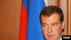 Dmitry Medvedev speaks during a meeting on preparations for the 2014 Sochi Winter Olympics