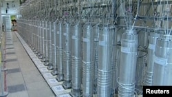 A bank of Iranian centrifuges at a facility in Natanz in 2012