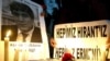 A makeshift memorial to journalist Hrant Dink at the site of his muder in Istanbul in January 2007