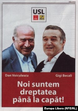 Poster electoral cu Dan Voiculescu și George Becali, decembrie 2012.