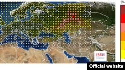 Інфографіка Інституту ядерної та радіаційної безпеки Франції (IRSN) про витік радіації на ядерному об'єкті в Росії чи Казахстані наприкінці вересня. Фото офіційного сайту IRSN.