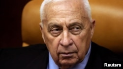 Israeli Prime Minister Ariel Sharon at a meeting at his office in Jerusalem in October 2005.