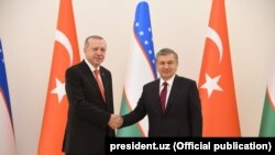Президент Узбекистана Шавкат Мирзияев и президент Турции Реджеп Тайип Эрдоган.