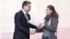 Armenia - Prime Minister Tigran Sarkisian gives a scholarship certificate to a Syrian Armenian woman studying at a university in Yerevan, 28Dec2012.