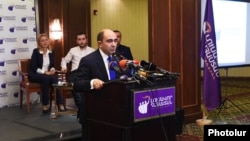 Armenia - Parliament deputy Edmon Marukian speaks at the first congress of his Bright Armenia Party, 12Dec2015