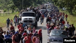 Караван мигрантов в Мексике.
