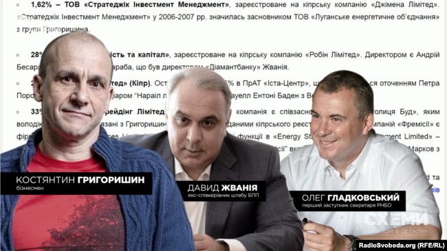 Бізнесмен Костянтин Григоришин, співкерівник виборчого штабу БПП Давид Жванія та давній бізнес-компаньйон Порошенка Олег Гладковський
