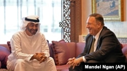 UAE -- U.S. Secretary of State Mike Pompeo meets with Abu Dhabi Crown Prince Mohamed bin Zayed al-Nahyan in Abu Dhabi, September 19, 2019