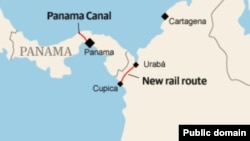 Карта новой трансокеанской железной дороги в Колумбии, в обход Панамского канала, которая скоро начнет строиться на деньги КНР