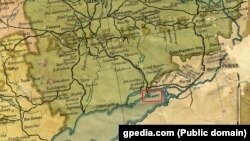 Донецька губернія, фрагмент карти «Адміністраційна Мапа Української Соц.[іалістичної] Рад.[янської] Республіки», яку було видано у Харкові в січні 1922 року