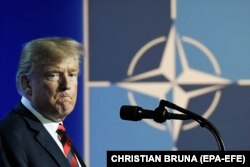 Президент США Дональд Трамп під час прес-конференції на самміті НАТО в Брюсселі, 12 липня 2018 року