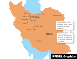 Infographic Locator map Iran street protests December 2017