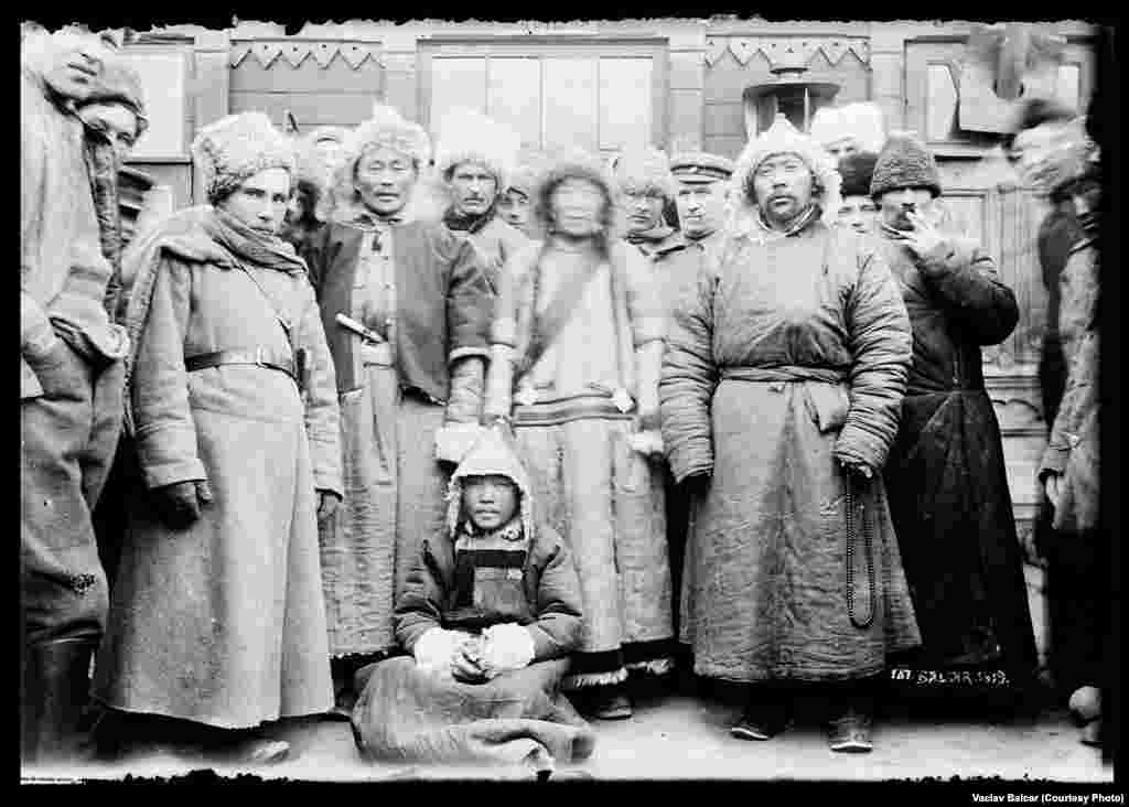 Buryat-Mongols at the Borza train station in Siberia, Russia