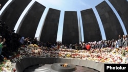 Yerevan residents lay flowers at the Armenian Genocide Memorial in the capital in April 2012.