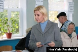 Irina Vlah, la secția de votare din Comrat