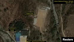 Спутниковый снимок ядерного полигона Пхунгери в Северной Корее.
