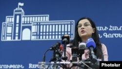 Armenia - The Armenian Foreign Ministry spokeswoman, Anna Naghdalian, at a news briefing in Yerevan, December 20, 2018.