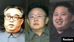 Në foto: Kim Il-Sung, Kim Xhong-Il dhe Kim Xhong-Um.