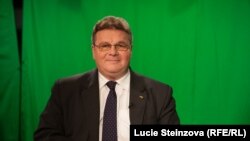 Czech Republic -- Lithuanian Foreign Minister Linas Linkevičius at RFE/RL headquaters, Prague, November 26, 2014