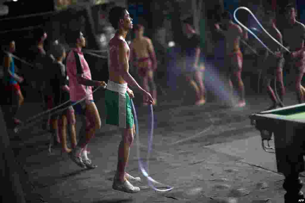 Muay Thai boxers training