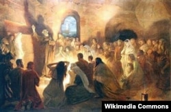 Ян Стыка. Апостол Петр проповедует в катакомбах. 1902
