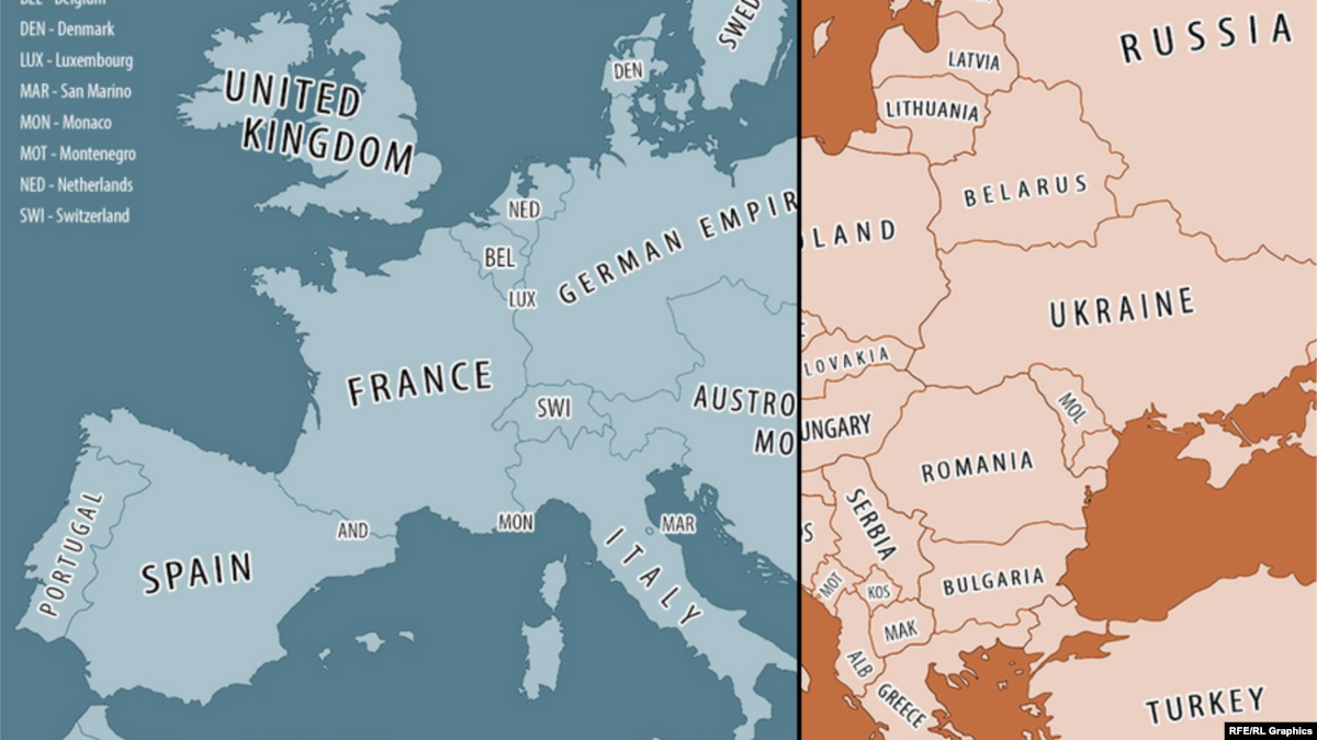 1914 Map Of Europe