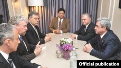 Armenia -- President Serzh Sarkisian (R) meets with U.S. representatives of the Armenian Revolutionary Federation in Washington, 12 April 2010.