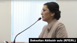 Aida Salyanova speaks in court on May 22.