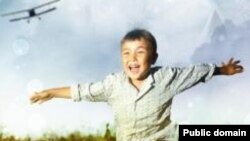 A promotional image for the first film in the series "The Sky Of My Childhood," depicts a young Nazarbaev.