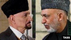 A combo photo of British actor Ben Kingsley in "The Dictator" (left) and Afghan President Hamid Karzai