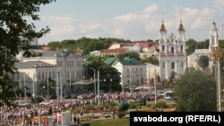 Архіўнае ілюстрацыйнае фота. Пратэсты ў Віцебску пасьля прэзыдэнцкіх выбараў 2020 году