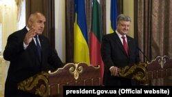 Premierul bulgar Boiko Borisov și președintele Petro Poroșenko la întîlnirea lor la Kiev în mai 2018